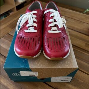 Red Dansko Sneakers with White Laces